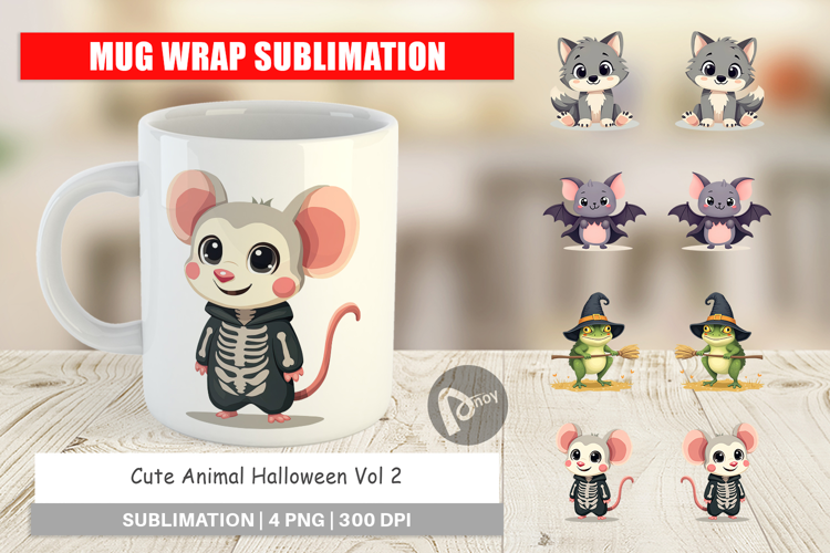 Mug Wrap Cute Halloween Animals