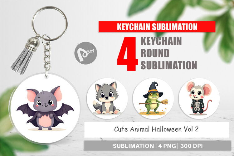 Keychain Cute Halloween Animals example image 1