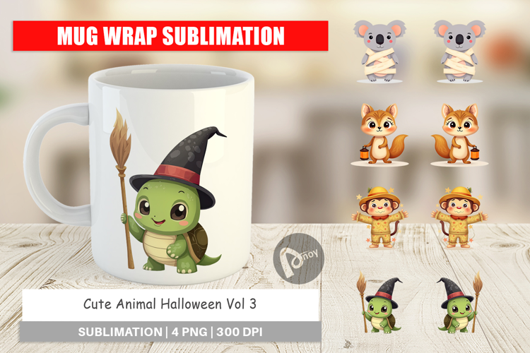 Mug Wrap Cute Halloween Animals