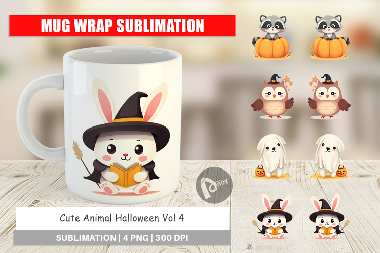 Mug Wrap Cute Halloween Animals