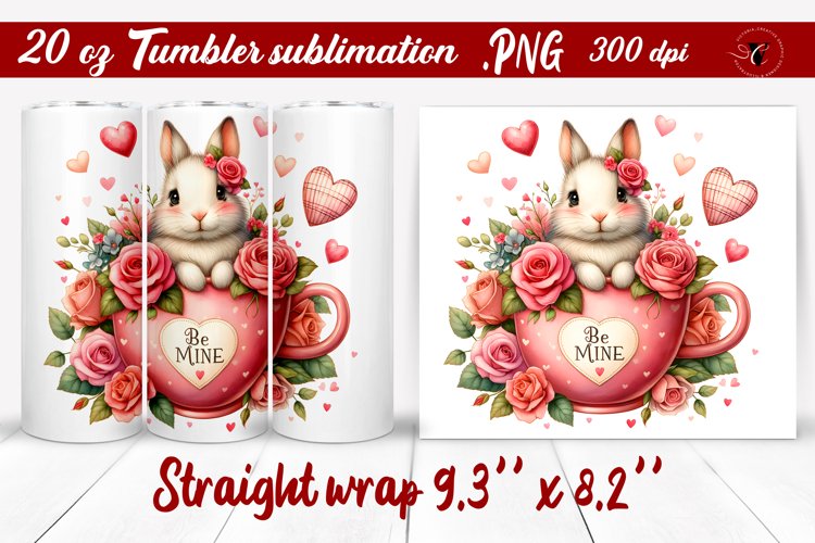 Tumbler wrap design | Cute bunny in mug
