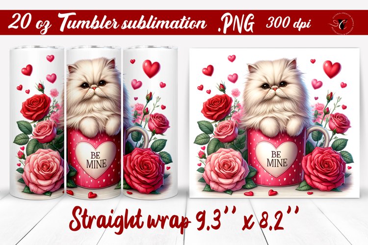 Tumbler wrap design | Cute Cat in mug