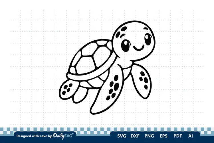 Cute Turtle SVG | Adorable Sea Animal Cut File