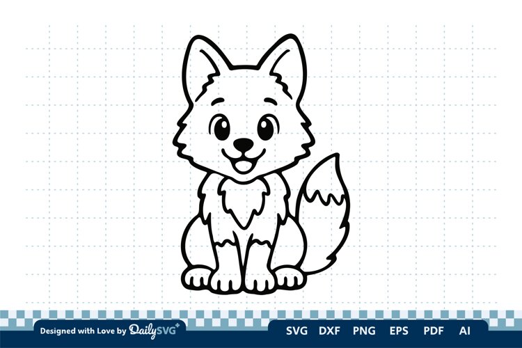 Cute Wolf SVG | Adorable Woodland Animal Cut File example image 1
