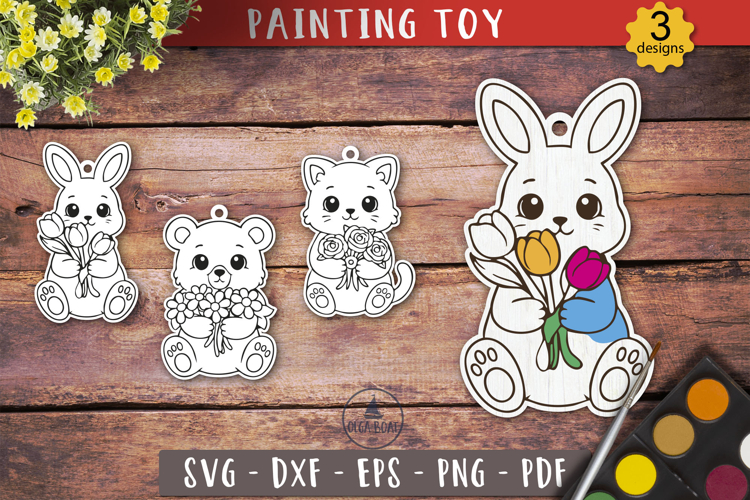 Cute Animal Painting Toy Ornament SVG