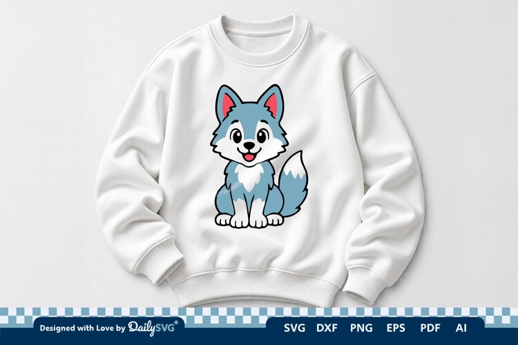 Cute Wolf SVG | Adorable Woodland Animal Cut File example image 1
