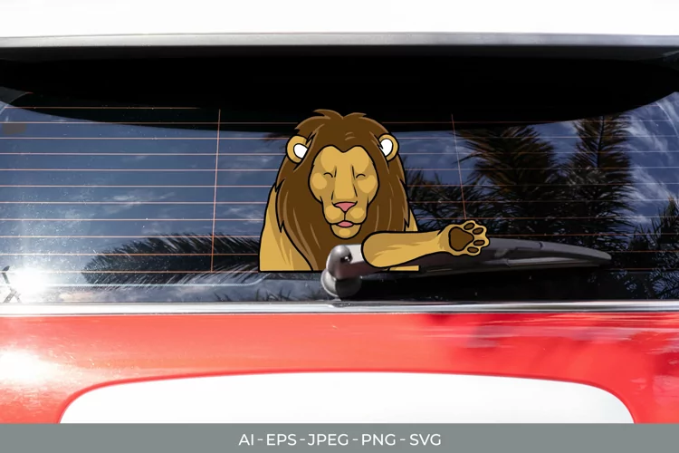 Lion Waving Wiper Tag Car Decal Sticker