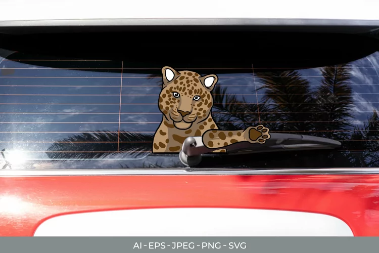 Jaguar Waving Wiper Tag Car Decal Sticker