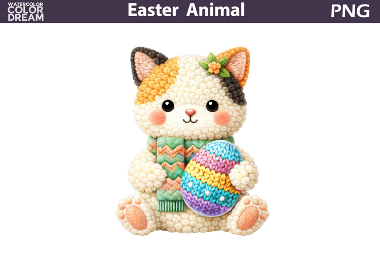 Baby Animal Easter Clipart | Cat Egg Sublimation