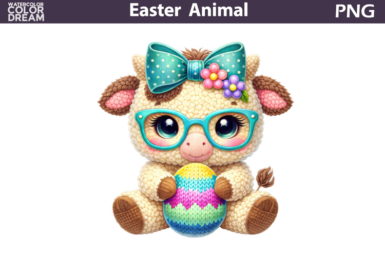 Baby Animal Easter Clipart | Cow Egg Sublimation