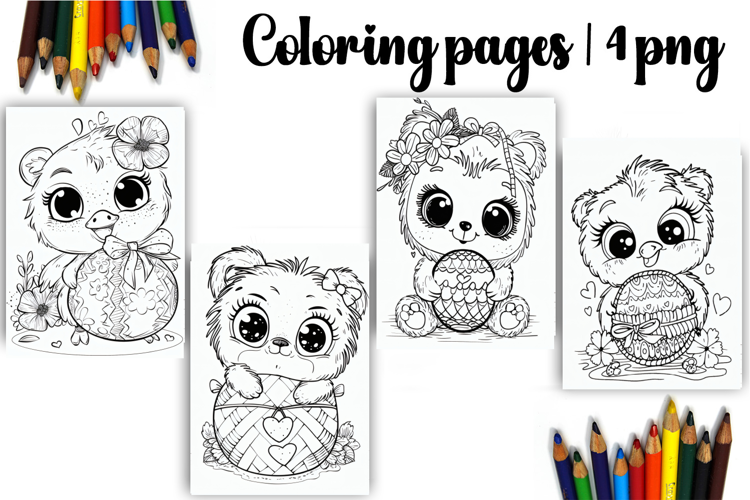 Cute animals Design |Easter Coloring pages