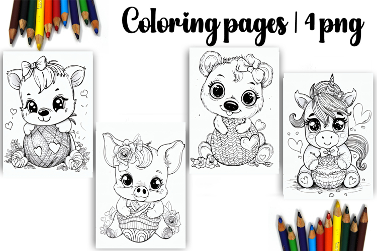 Cute animals Design |Easter Coloring pages