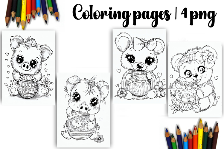 Cute animals Design |Easter Coloring pages