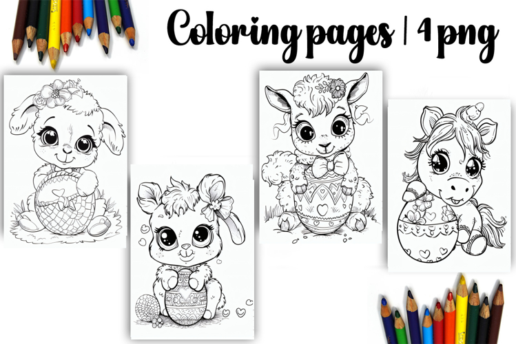 Cute animals Design |Easter Coloring pages