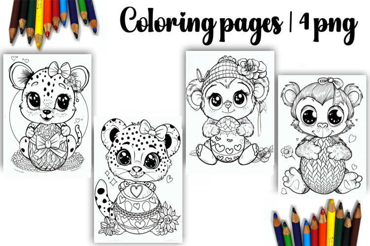 Cute animals Design |Easter Coloring pages