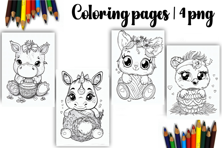 Cute animals Design |Easter Coloring pages
