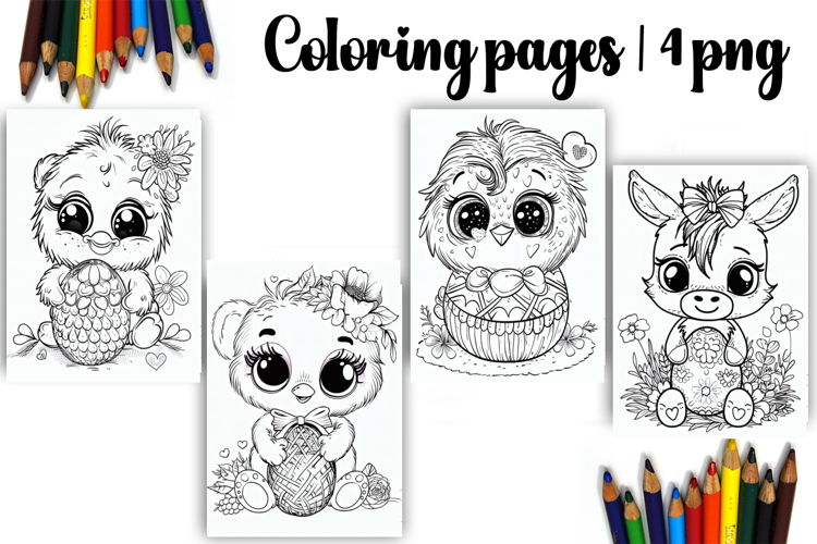 Cute animals Design |Easter Coloring pages