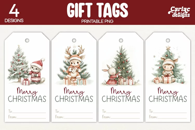 Christmas Gift Tags, Merry Christmas Printable Tags