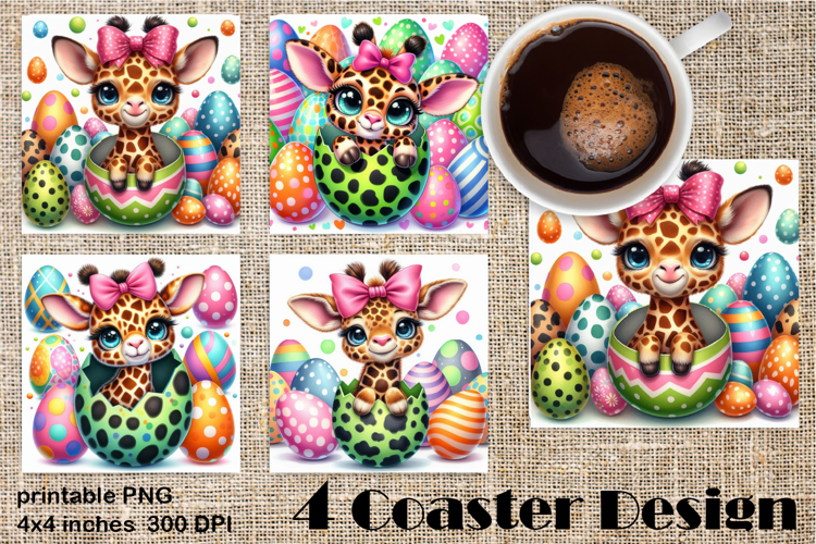 Easter square Coaster | Cute Animals in Leopard Egg Shells