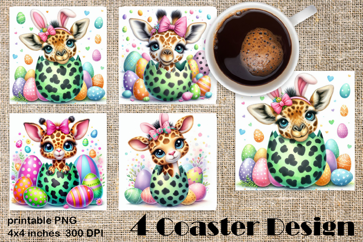 Easter square Coaster | Cute Animals in Leopard Egg Shells