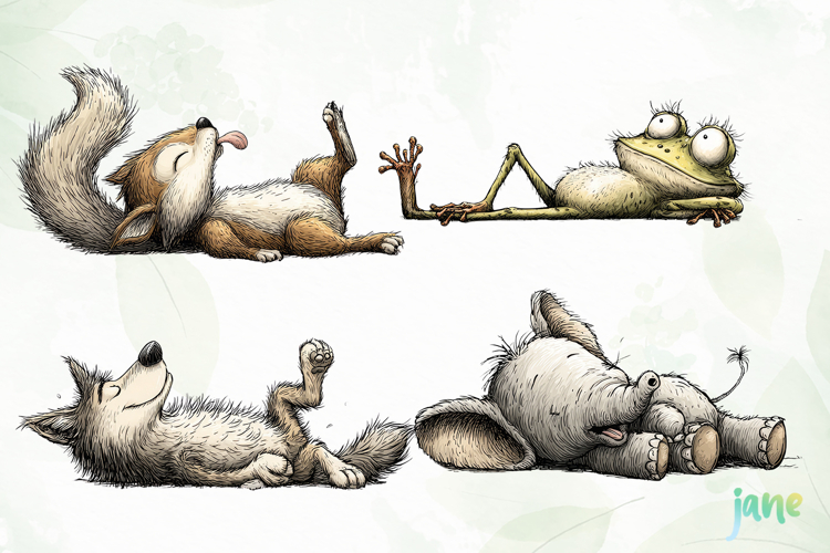 Cute Animals Lying Down Clipart