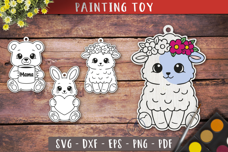 Cute Animals Painting Toy SVG Kids craft