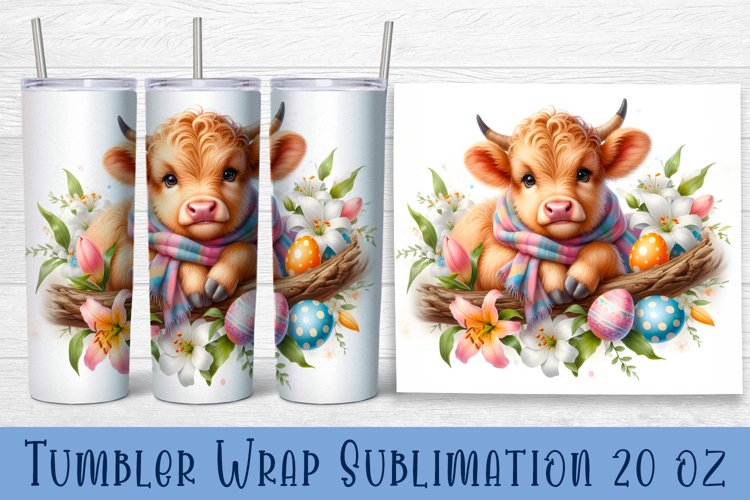 Tumbler Sublimation Wrap Easter Baby cow