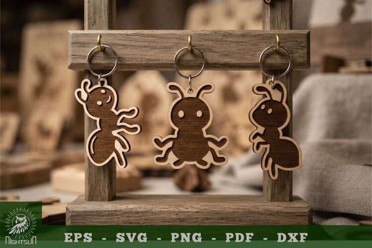Cute Ant Lasercut Keychain example image 1