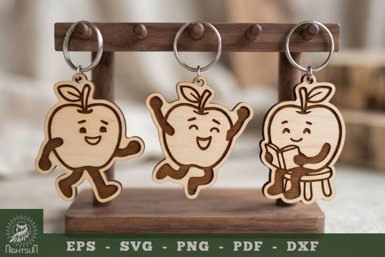 Cute Apple Lasercut Keychain Collection