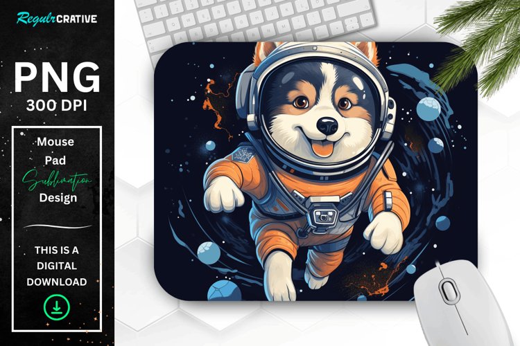 Cute Astronaunt Dog Mouse Pad