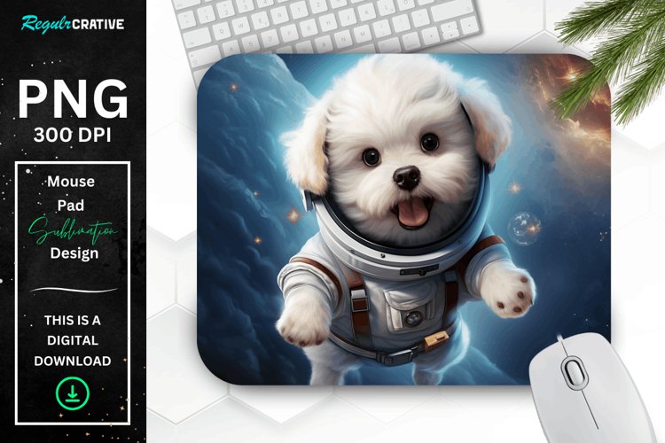 Cute Astronaut Dog Mouse Pad