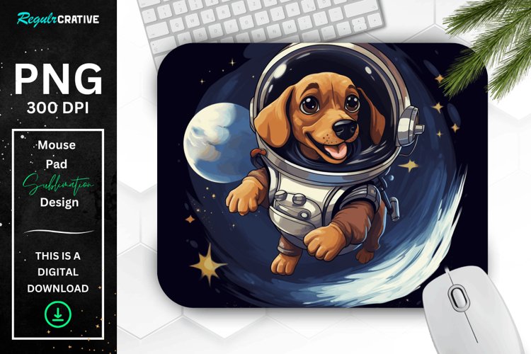 Cute Astronaunt Dog Mouse Pad