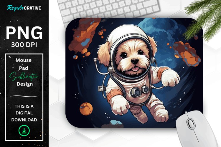 Cute Astronaunt Dog Mouse Pad