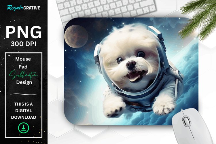 Cute Astronaunt Dog Mouse Pad example image 1