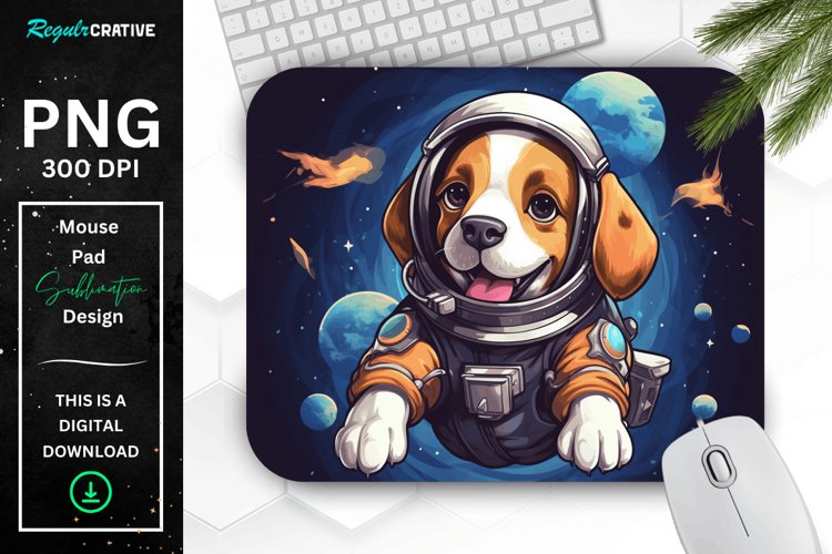 Cute Astronaunt Beagle Dog Mouse Pad