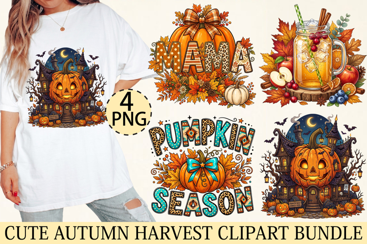 Cute Autumn Harvest Clipart Sublimation
