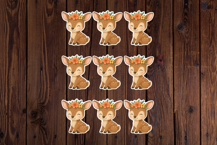 Cute Baby Deer Printable Stickers - PNG Sticker Sheet