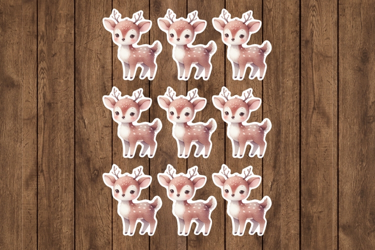 Cute Baby Deer Printable Stickers - PNG Sticker Sheet