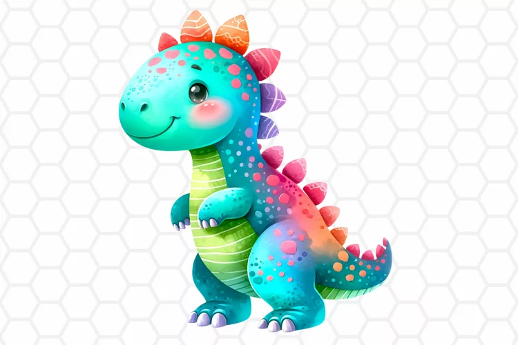 Cute Baby Dinosaur Watercolor Clipart, Sublimation PNG