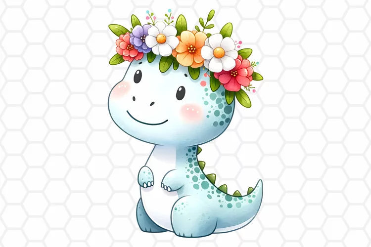 Cute Baby Dinosaur Watercolor Clipart, Sublimation PNG