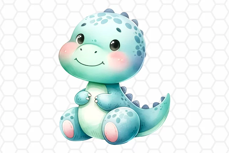 Cute Baby Dinosaur Watercolor Clipart, Sublimation PNG