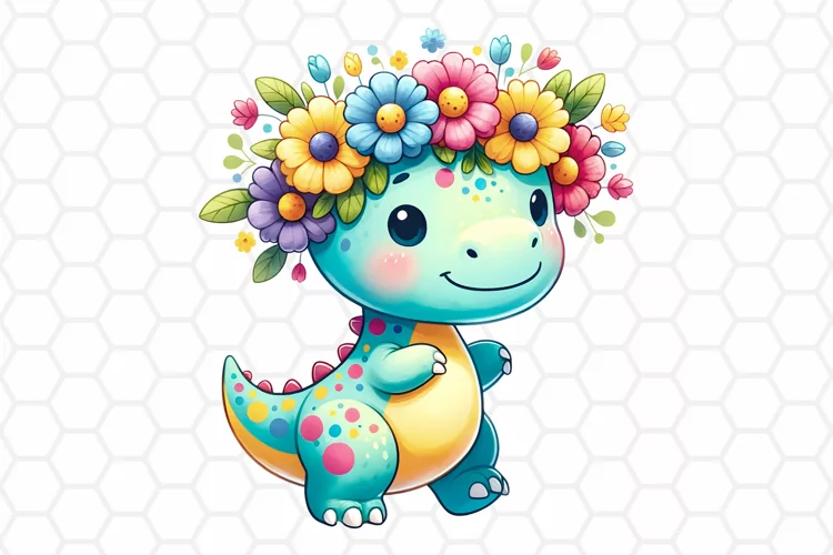 Cute Baby Dinosaur Watercolor Clipart, Sublimation PNG