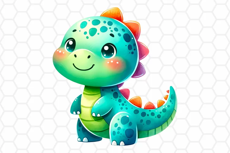 Cute Baby Dinosaur Watercolor Clipart, Sublimation PNG
