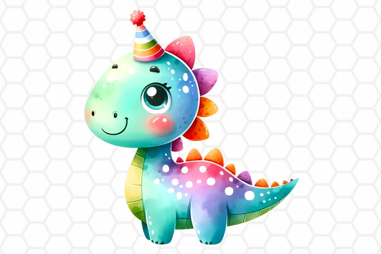 Cute Baby Dinosaur Watercolor Clipart, Sublimation PNG