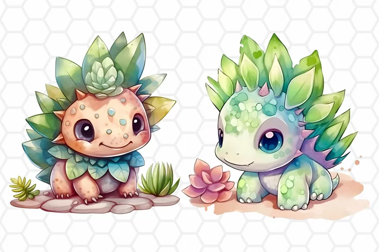 Cute Baby Dinosaur Watercolor Cliparts, Sublimation PNG