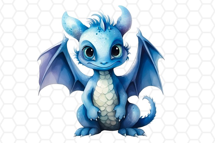 Cute Baby Dragon Watercolor Clipart, Sublimation PNG