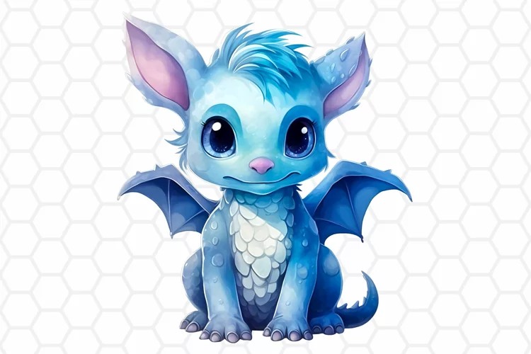 Cute Baby Dragon Watercolor Clipart, Sublimation PNG
