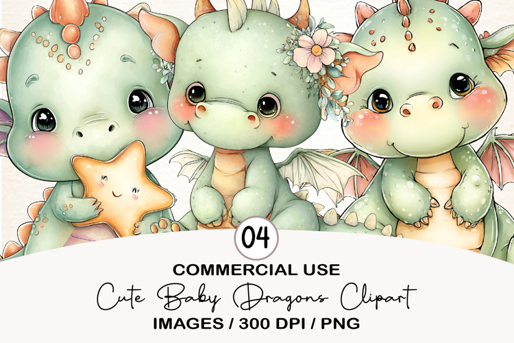 Cute Baby Dragons Clipart