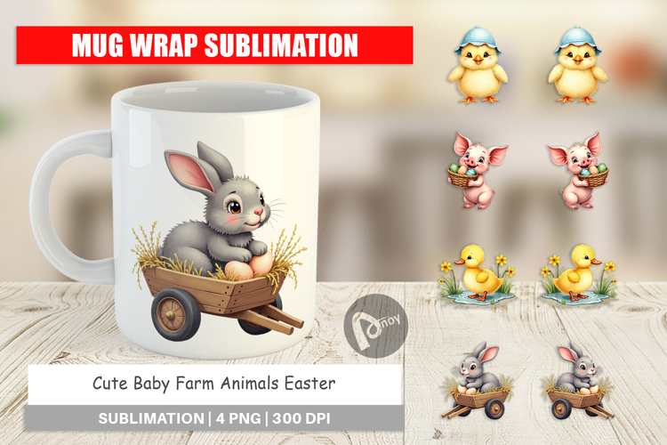 Baby Farm Animals Easter Mug Wrap