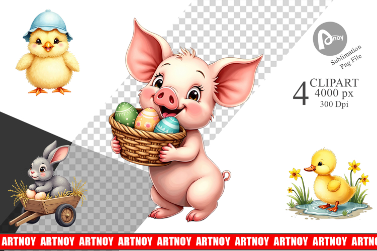 Baby Farm Animals Easter Clipart